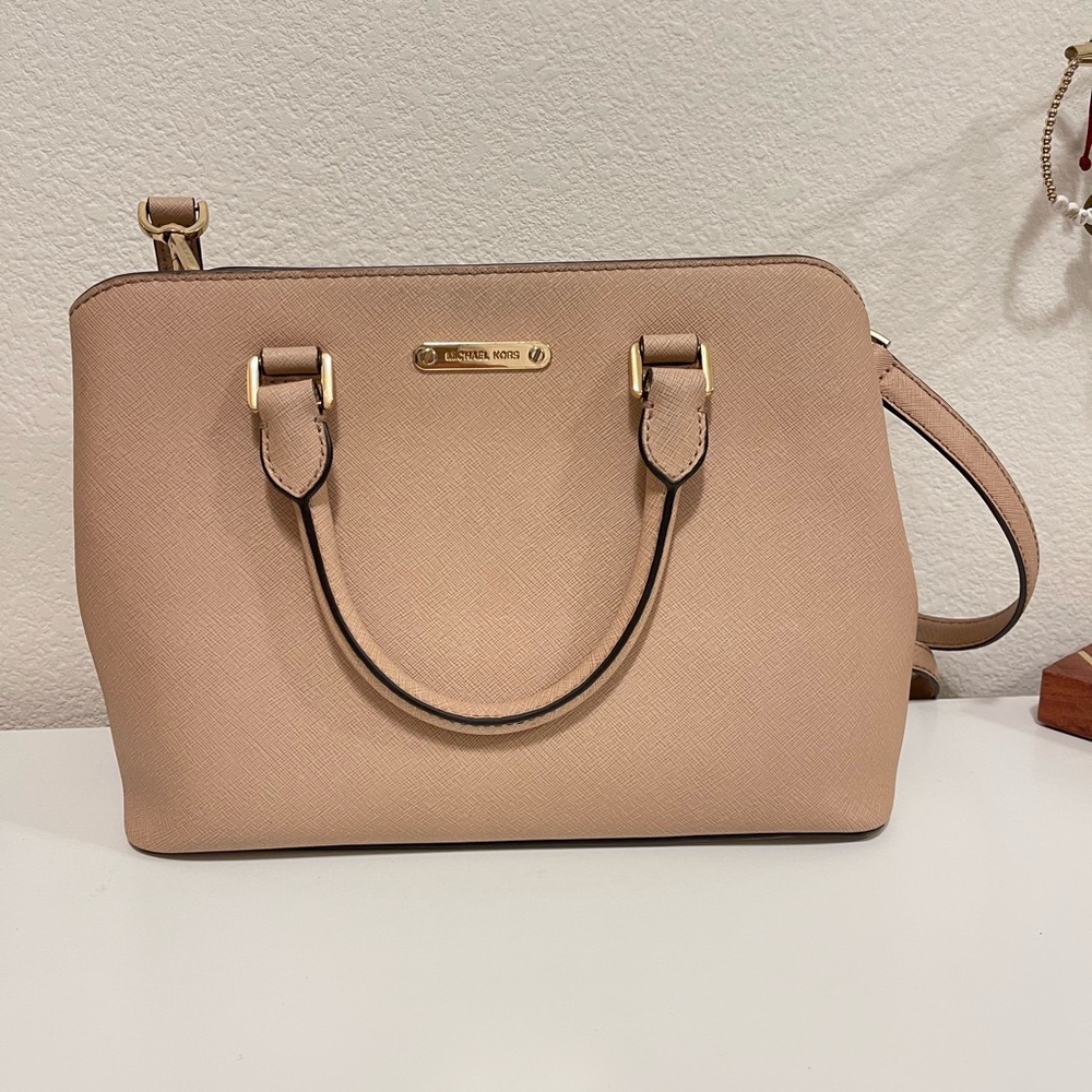 Michael Kors cross body tote in light pink